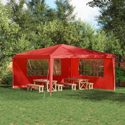Parete per tenda da festa 2 pcs 400 x 195 cm Rosso PE e Acciaio | homemem39
