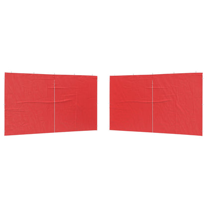 Parete per tenda da festa 2 pcs Rosso 400 x 195 cm PE e Acciaio