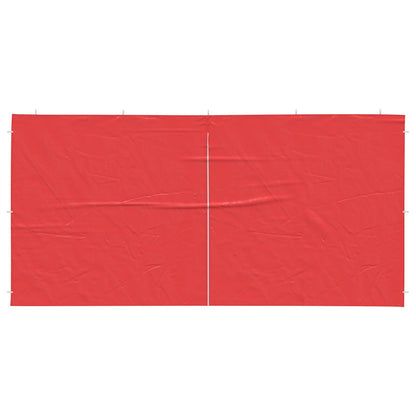 Parete per tenda da festa 2 pcs Rosso 400 x 195 cm PE e Acciaio