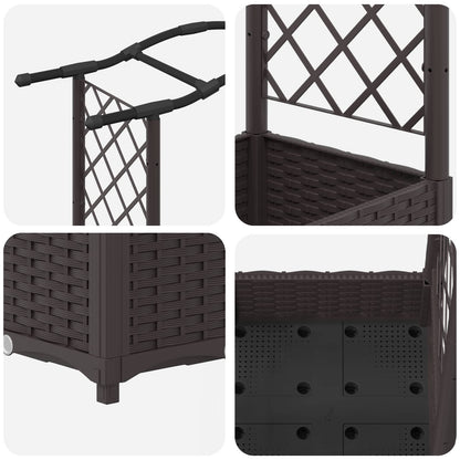 Letto Rialzato con Griglia e Tetto Marrone 169 x 40 x 125 cm PP | homemem39