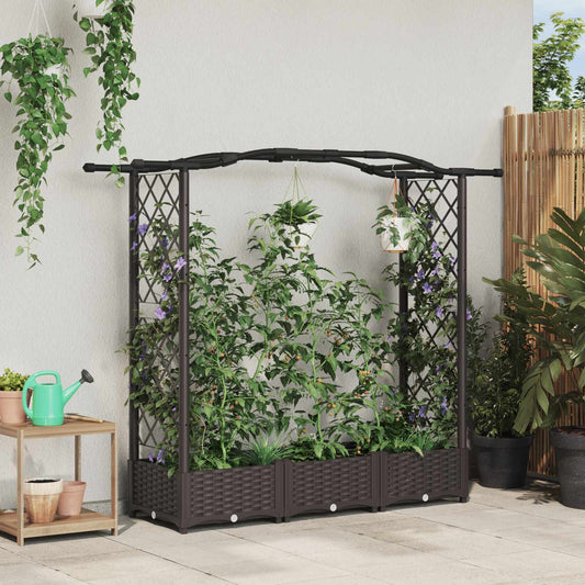Letto Rialzato con Griglia e Tetto Marrone 169 x 40 x 125 cm PP | homemem39