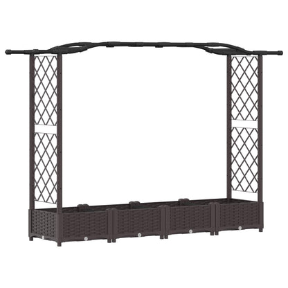 Letto Rialzato con Griglia e Tetto Marrone 207 x 40 x 126 cm PP