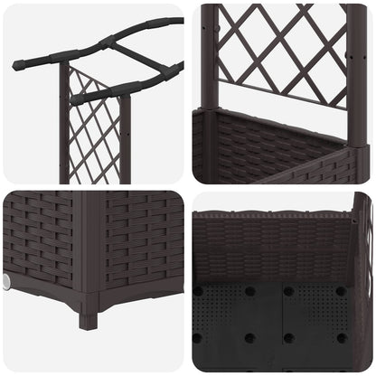 Letto Rialzato con Griglia e Tetto Marrone 164 x 40 x 142 cm PP | homemem39