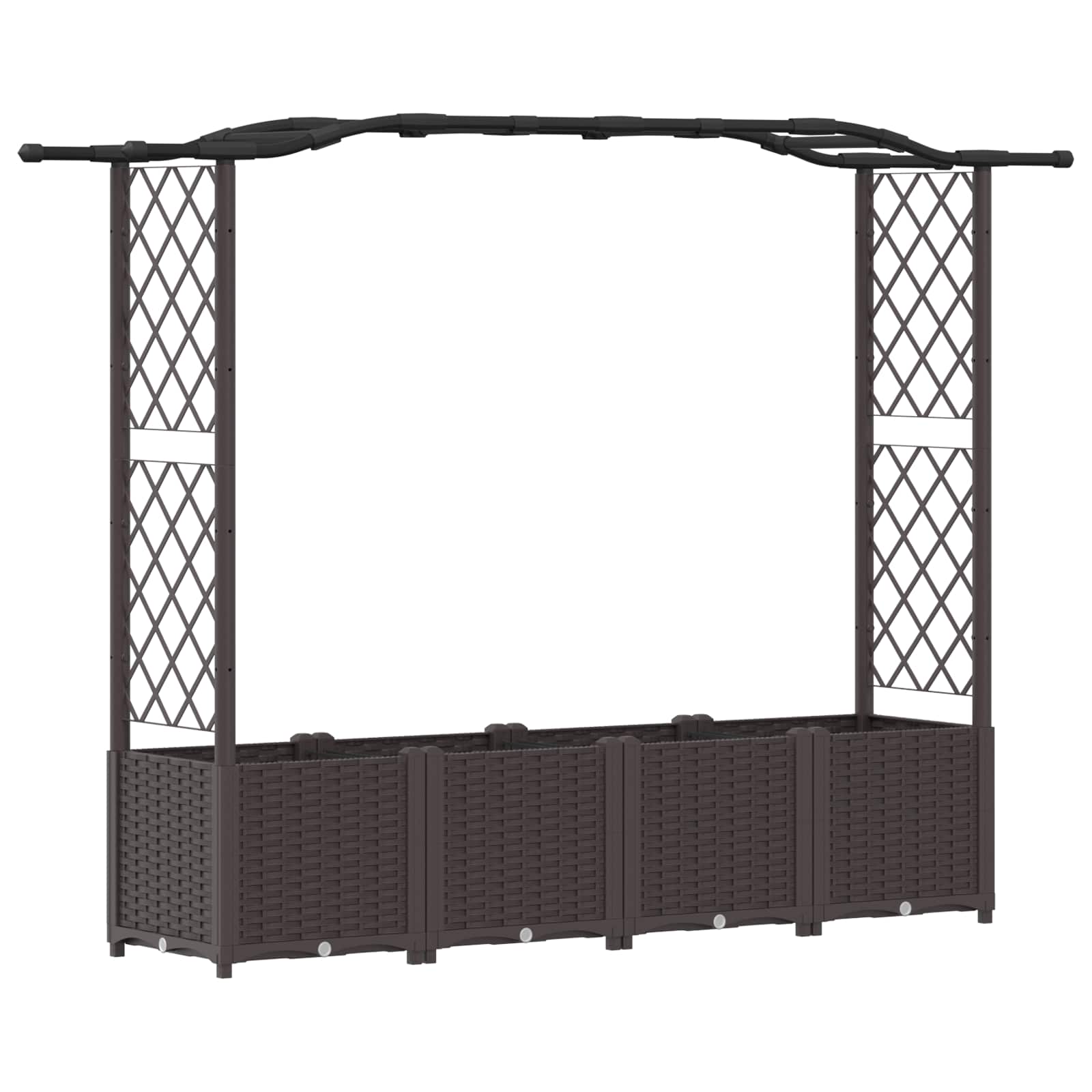 Letto Rialzato con Griglia e Tetto Marrone 204 x 40 x 141 cm PP | homemem39