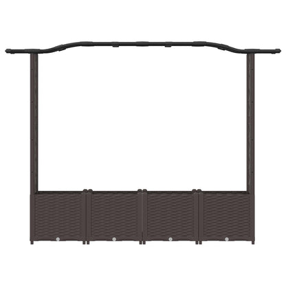 Letto Rialzato con Griglia e Tetto Marrone 204 x 40 x 141 cm PP | homemem39