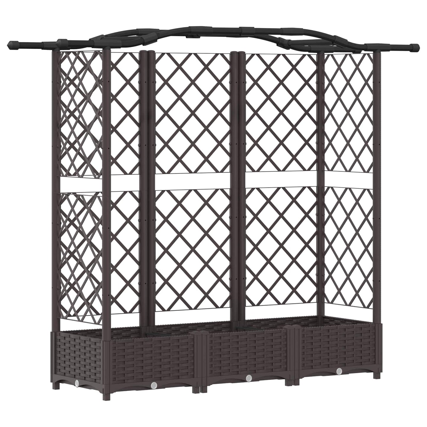 Letto Rialzato con Griglia e Tetto Marrone 163 x 40 x 126 cm PP