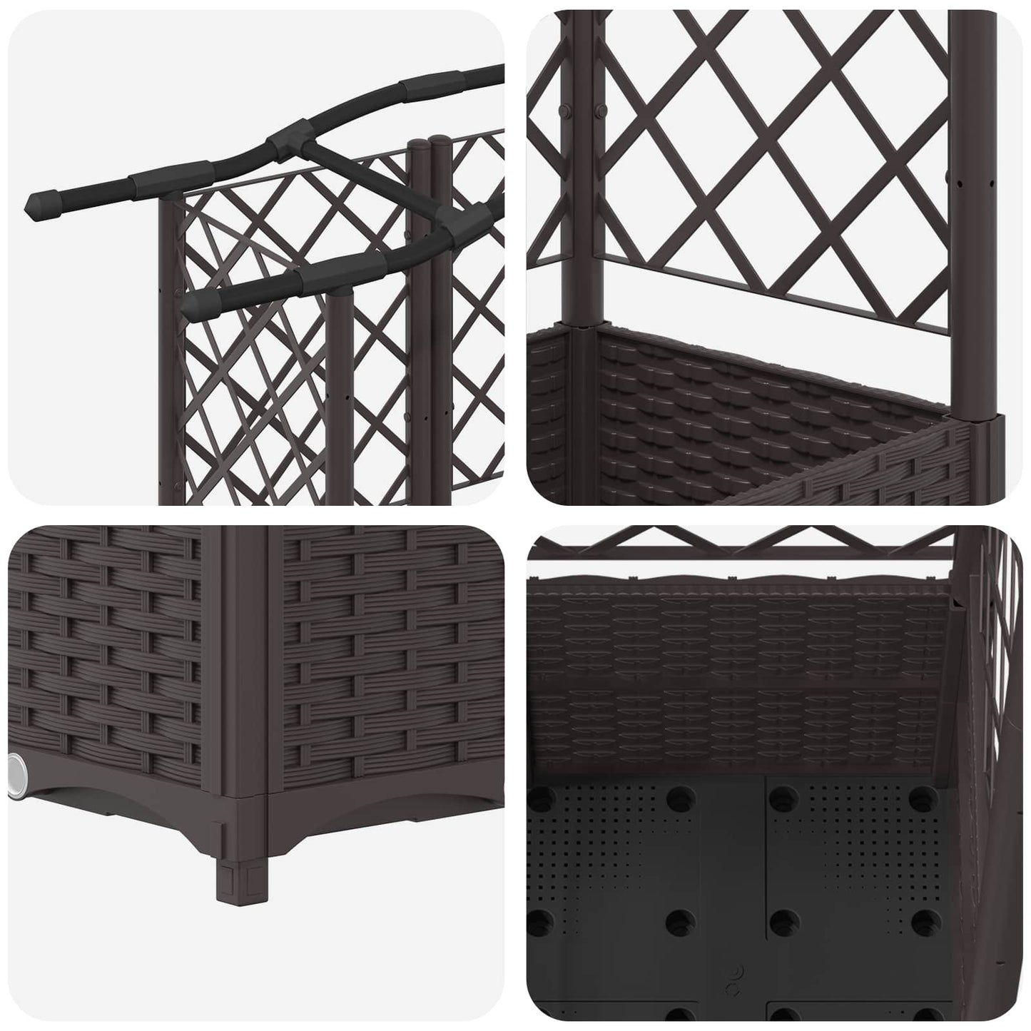 Letto Rialzato con Griglia e Tetto Marrone 122 x 40 x 141 cm PP | homemem39