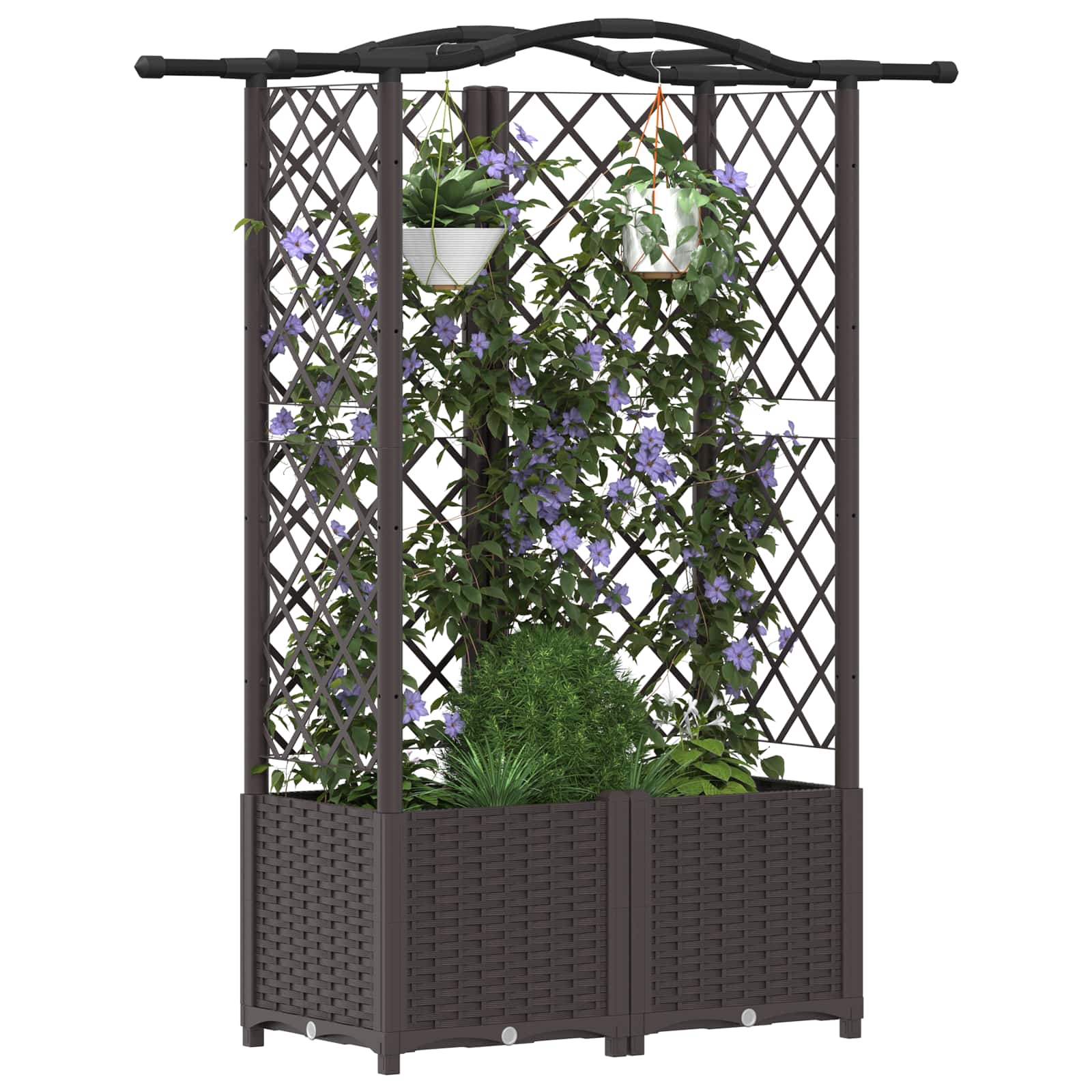 Letto Rialzato con Griglia e Tetto Marrone 122 x 40 x 141 cm PP | homemem39
