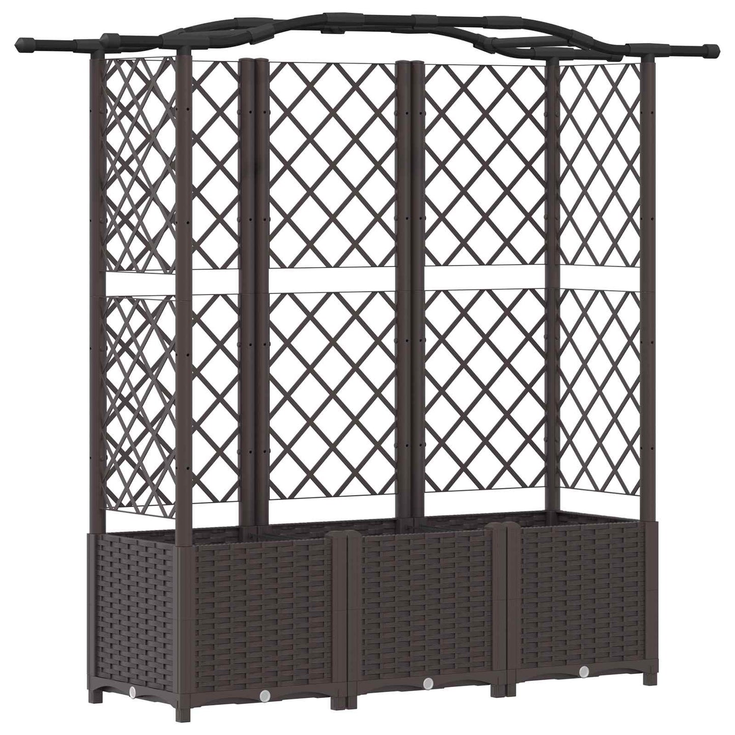 Letto Rialzato con Griglia e Tetto Marrone 163 x 40 x 141 cm PP