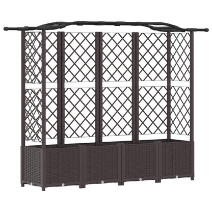 Letto Rialzato con Griglia e Tetto Marrone 204 x 40 x 141 cm PP