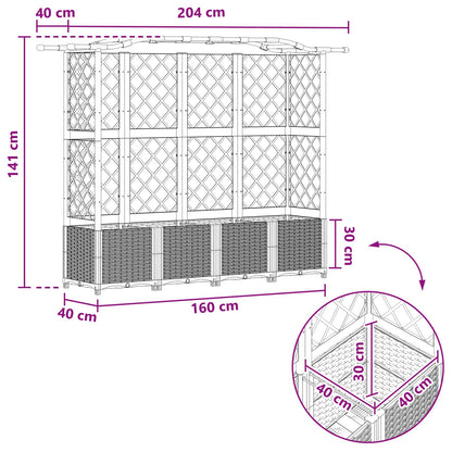 Letto Rialzato con Griglia e Tetto Marrone 204 x 40 x 141 cm PP | homemem39