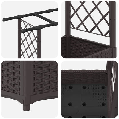 Letto Rialzato con Griglia e Tetto Marrone 164 x 40 x 123 cm PP | homemem39