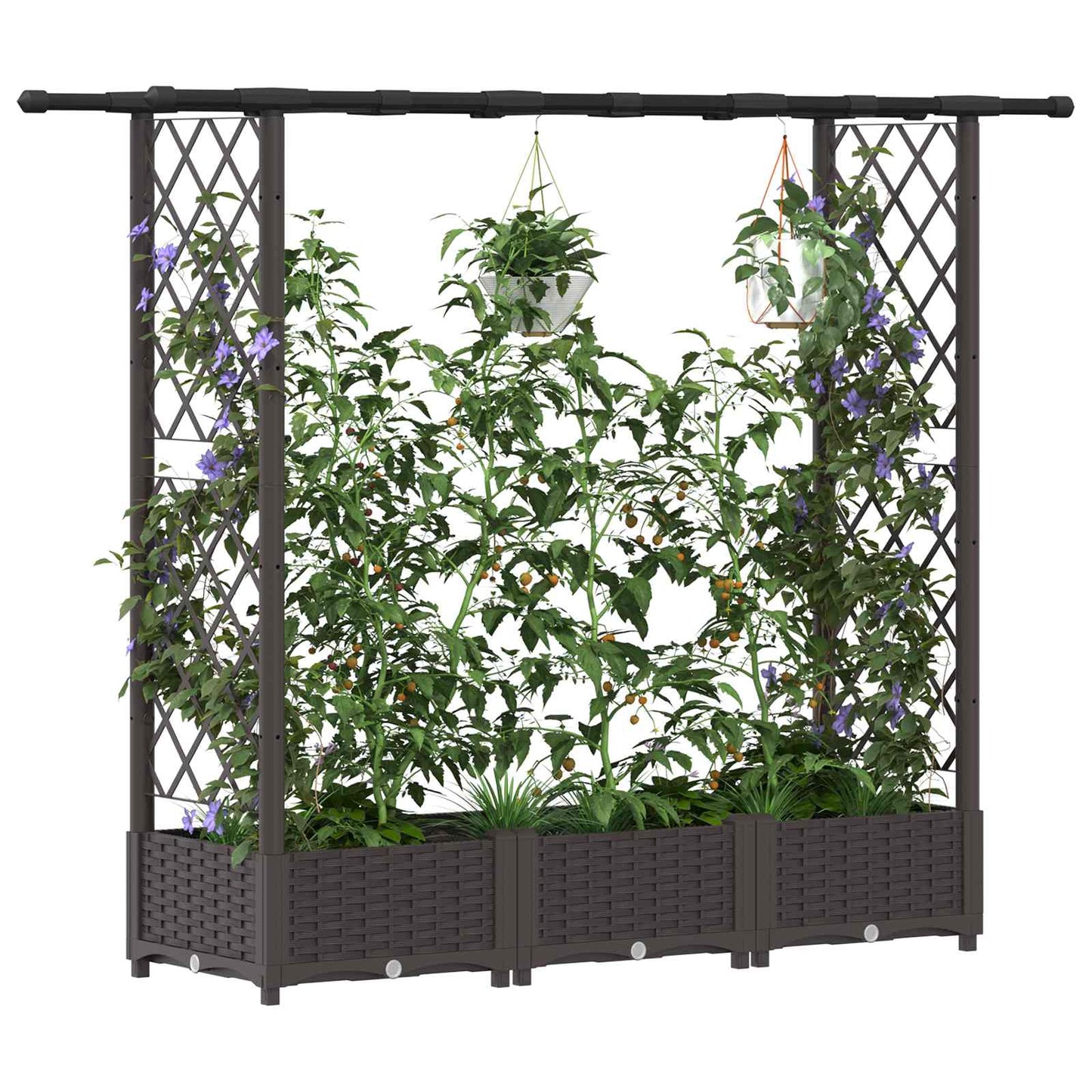 Letto Rialzato con Griglia e Tetto Marrone 164 x 40 x 123 cm PP | homemem39