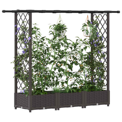 Letto Rialzato con Griglia e Tetto Marrone 164 x 40 x 123 cm PP | homemem39