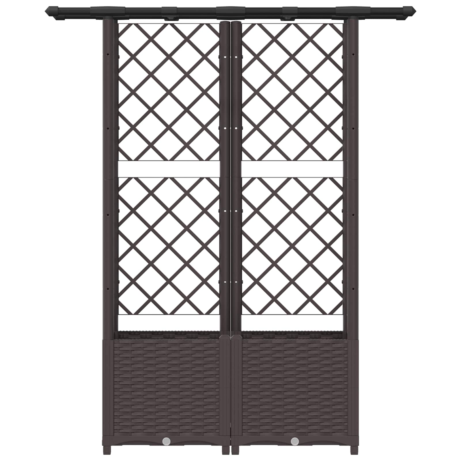 Letto Rialzato con Griglia e Tetto Marrone 124,5 x 40 x 138 cm | homemem39