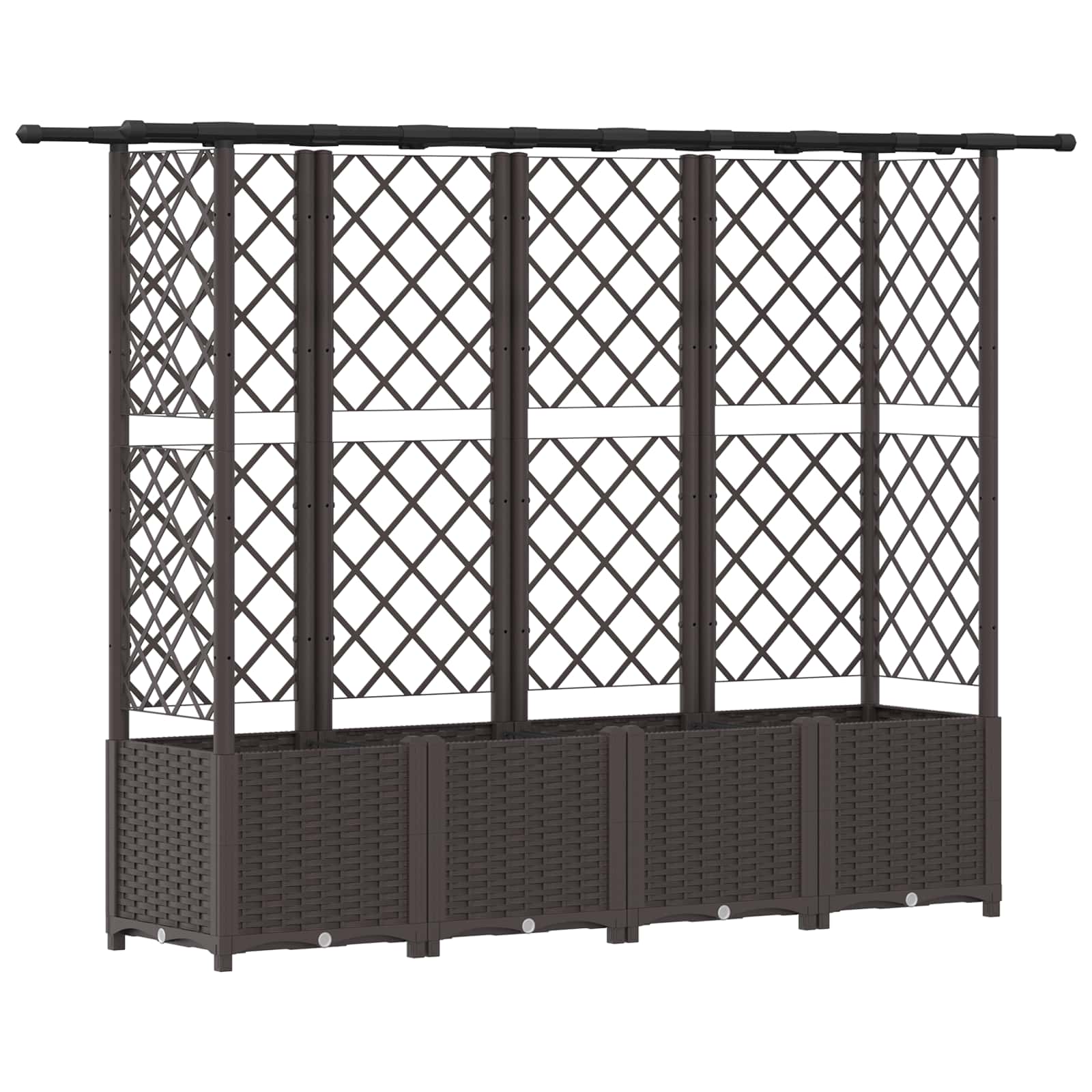 Letto Rialzato con Griglia e Tetto Marrone 203 x 40 x 138 cm PP | homemem39