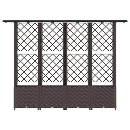 Letto Rialzato con Griglia e Tetto Marrone 203 x 40 x 138 cm PP | homemem39