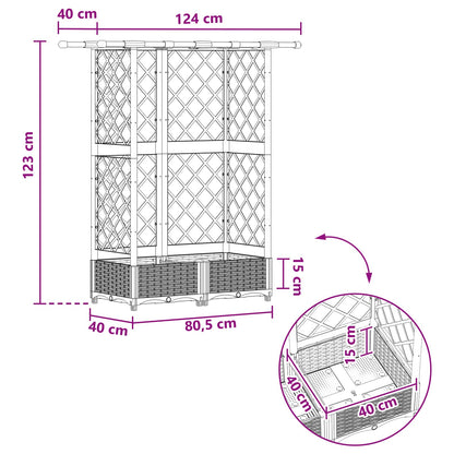 Letto Rialzato con Griglia e Tetto Marrone 124 x 40 x 123 cm PP | homemem39