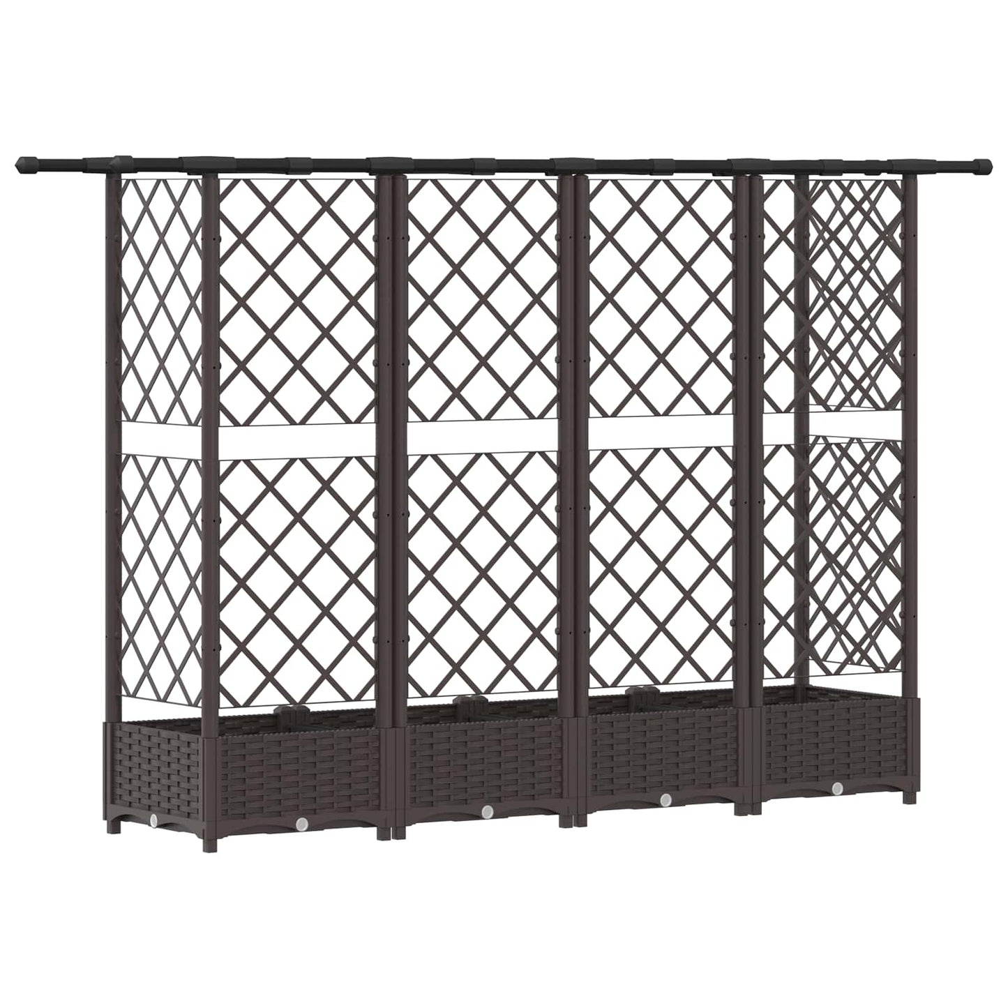 Letto Rialzato con Griglia e Tetto Marrone 202,5 x 40 x 123 cm | homemem39
