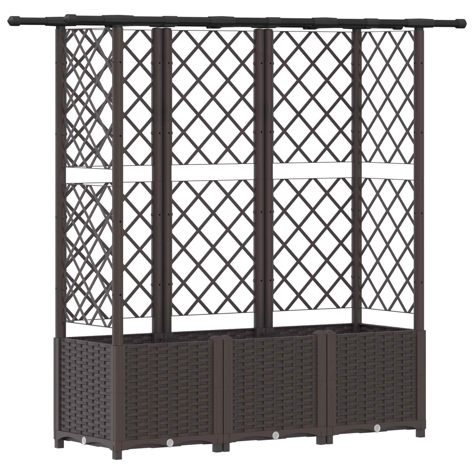 Letto Rialzato con Griglia e Tetto Marrone 163,5 x 40 x 138 cm | homemem39