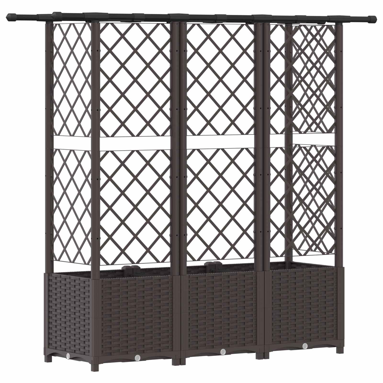 Letto Rialzato con Griglia e Tetto Marrone 163,5 x 40 x 138 cm | homemem39