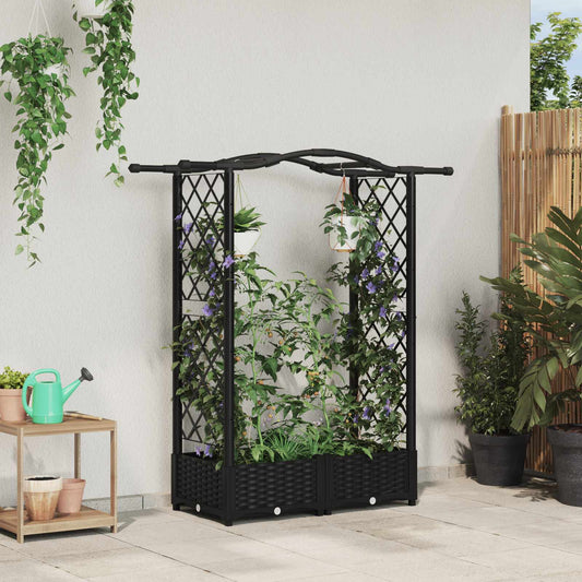 Letto Rialzato con Griglia e Tetto Nero 124 x 40 x 125 cm PP | homemem39
