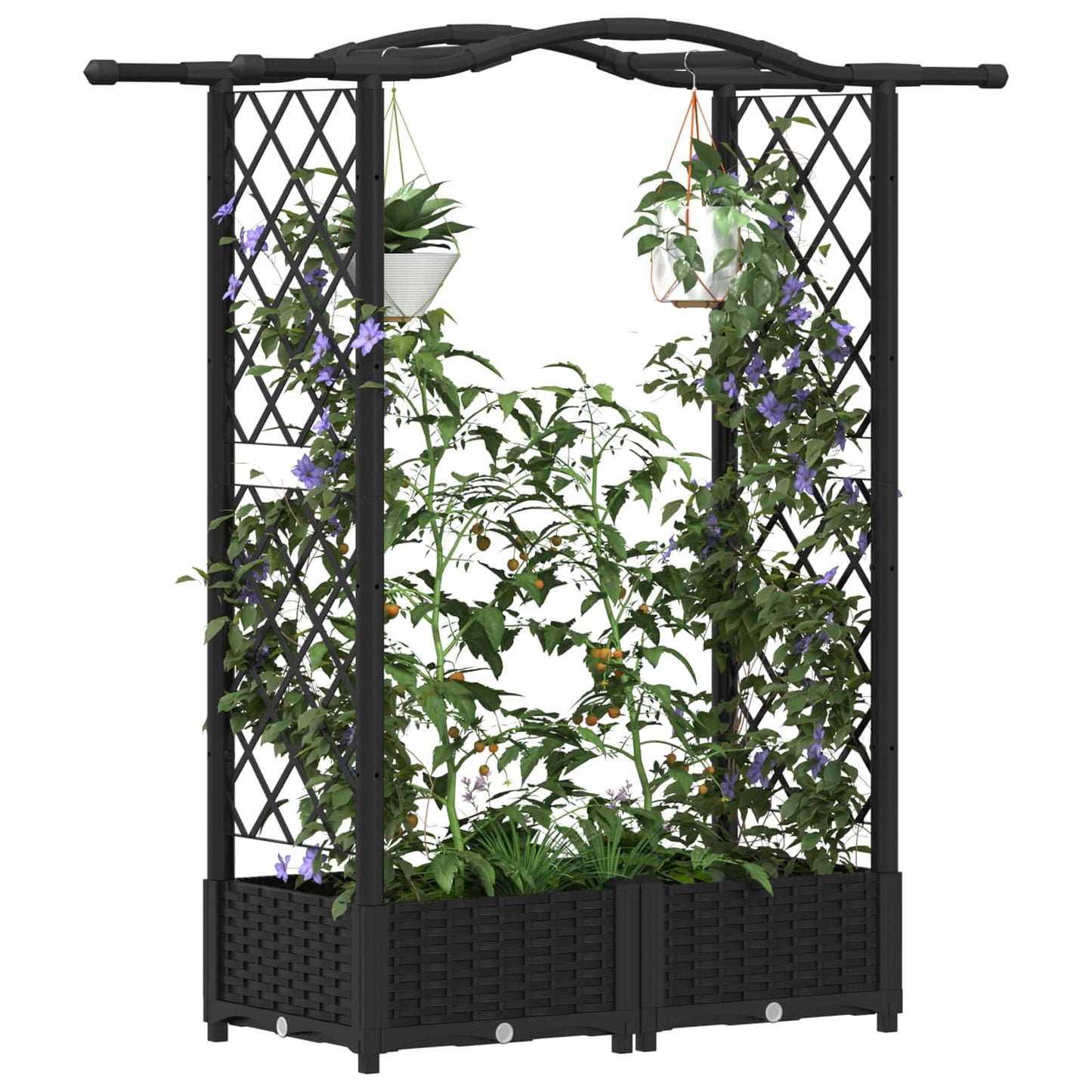 Letto Rialzato con Griglia e Tetto Nero 124 x 40 x 125 cm PP | homemem39