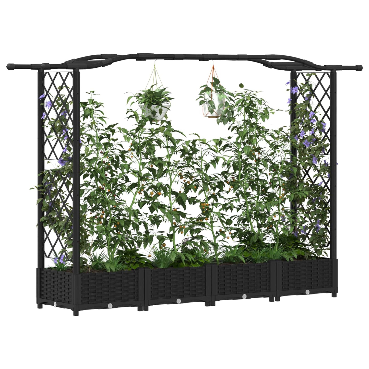 Letto Rialzato con Griglia e Tetto Nero 207 x 40 x 126 cm PP