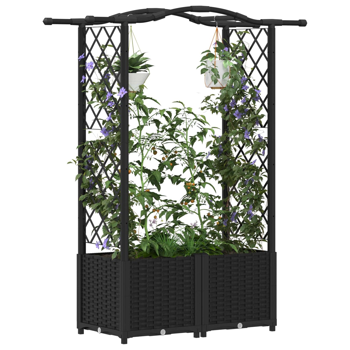 Letto Rialzato con Griglia e Tetto Nero 125 x 40 x 138 cm PP | homemem39
