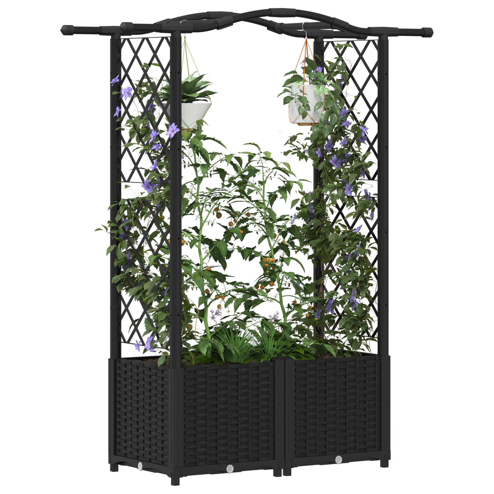 Letto Rialzato con Griglia e Tetto Nero 125 x 40 x 138 cm PP | homemem39