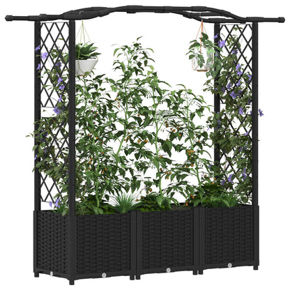 Letto Rialzato con Griglia e Tetto Nero 164 x 40 x 142 cm PP | homemem39