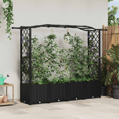 Letto Rialzato con Griglia e Tetto Nero 204 x 40 x 141 cm PP | homemem39