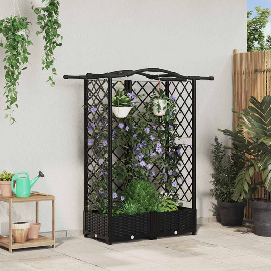 Letto Rialzato con Griglia e Tetto Nero 124 x 40 x 126 cm PP