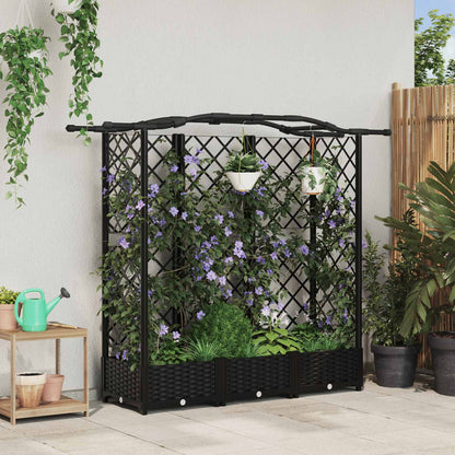 Letto Rialzato con Griglia e Tetto Nero 163 x 40 x 126 cm PP