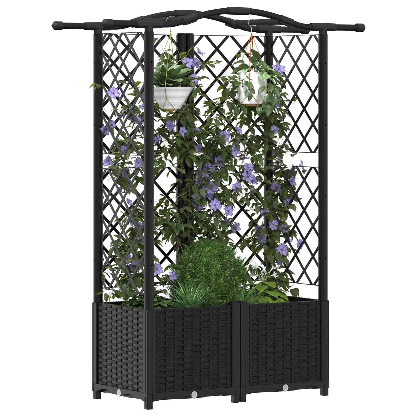 Letto Rialzato con Griglia e Tetto Nero 122 x 40 x 141 cm PP | homemem39