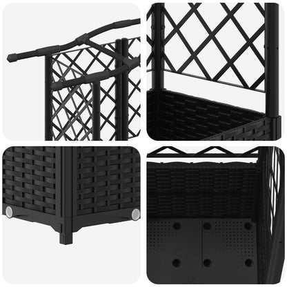 Letto Rialzato con Griglia e Tetto Nero 204 x 40 x 141 cm PP | homemem39
