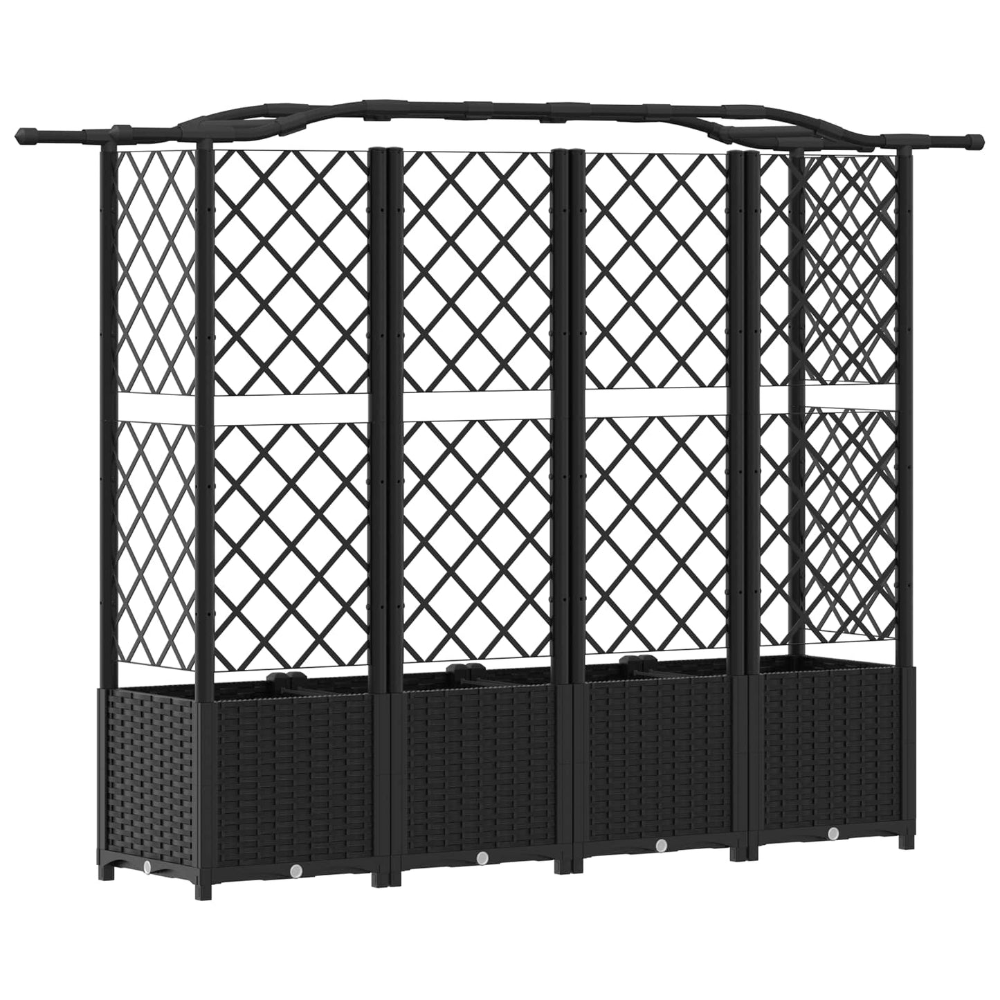 Letto Rialzato con Griglia e Tetto Nero 204 x 40 x 141 cm PP | homemem39