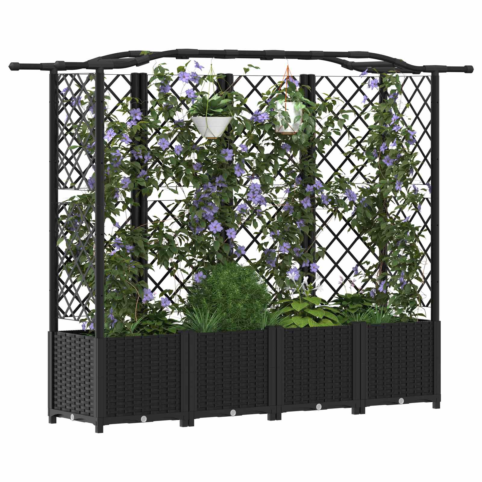 Letto Rialzato con Griglia e Tetto Nero 204 x 40 x 141 cm PP | homemem39