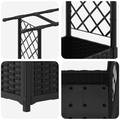 Letto Rialzato con Griglia e Tetto Nero 122,5 x 40 x 123 cm PP | homemem39