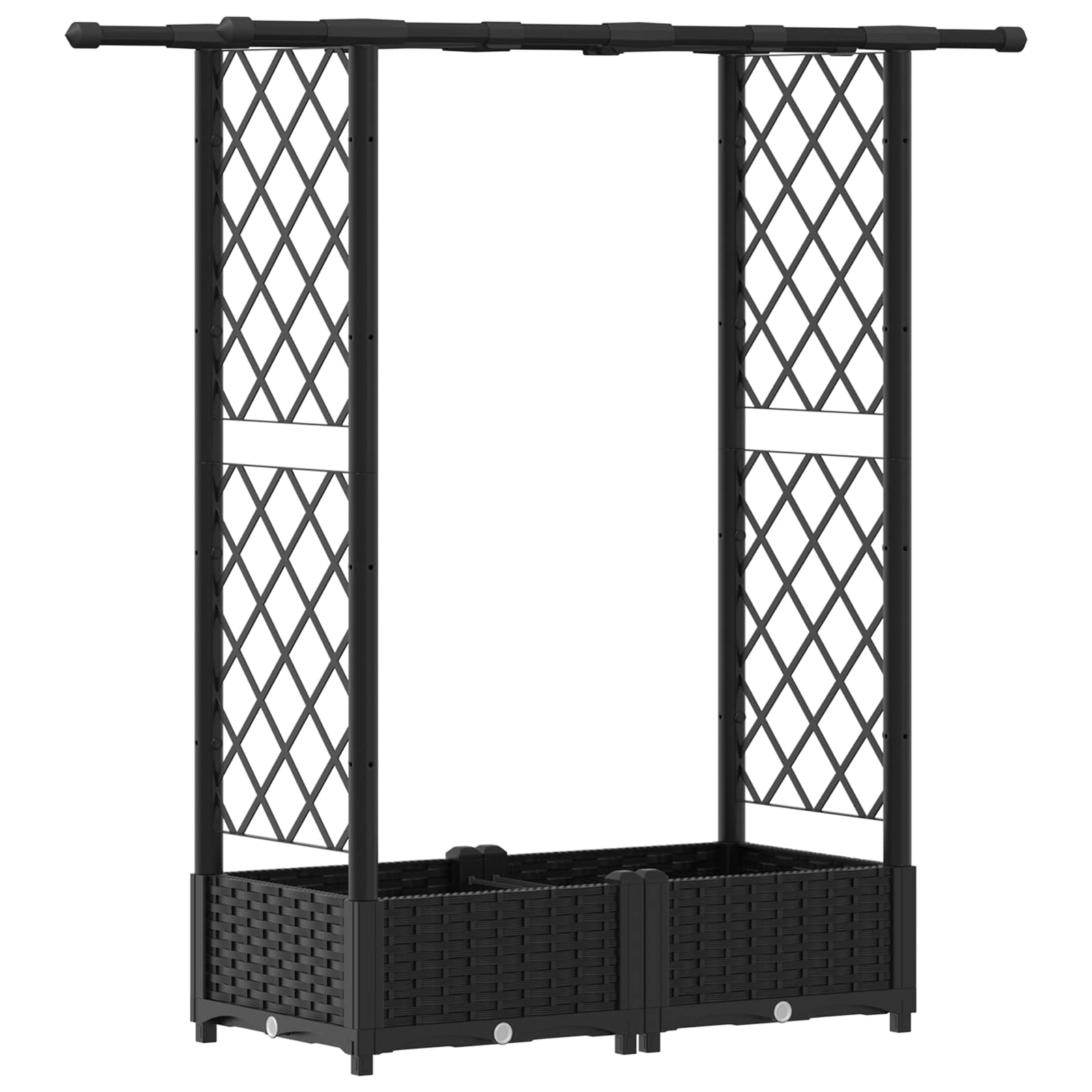 Letto Rialzato con Griglia e Tetto Nero 122,5 x 40 x 123 cm PP | homemem39