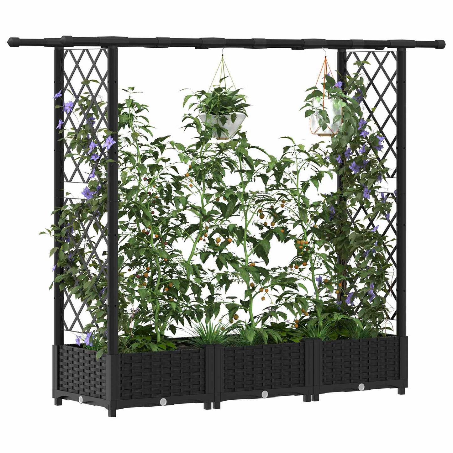 Letto Rialzato con Griglia e Tetto Nero 164 x 40 x 123 cm PP | homemem39