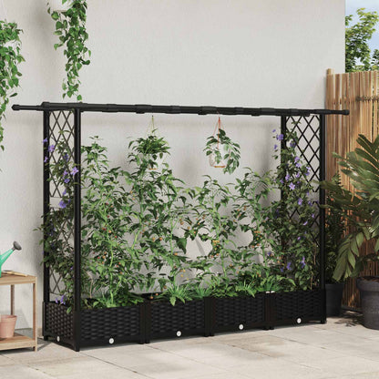 Letto Rialzato con Griglia e Tetto Nero 203 x 40 x 123 cm PP | homemem39