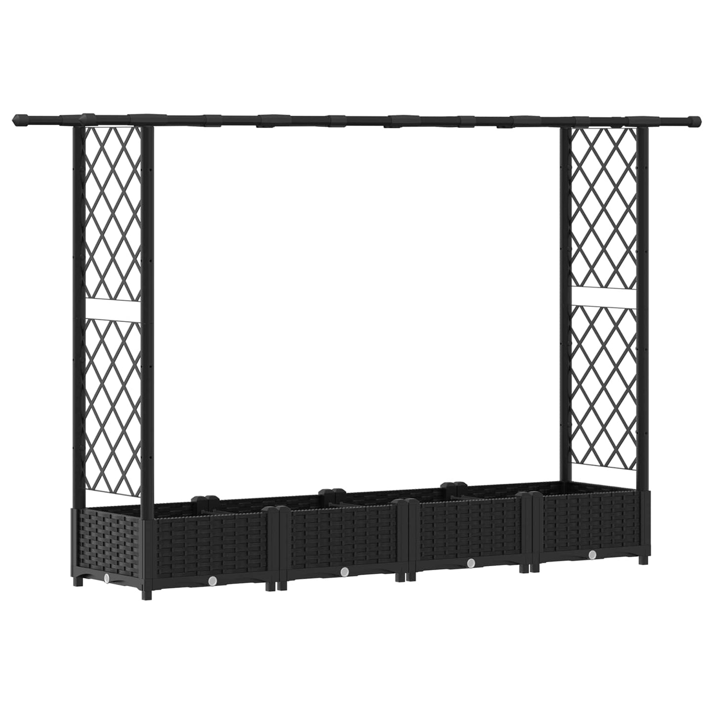 Letto Rialzato con Griglia e Tetto Nero 203 x 40 x 123 cm PP | homemem39
