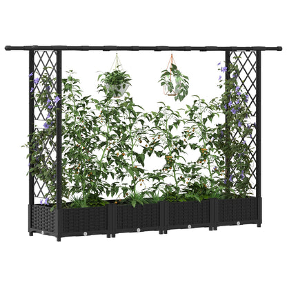 Letto Rialzato con Griglia e Tetto Nero 203 x 40 x 123 cm PP | homemem39