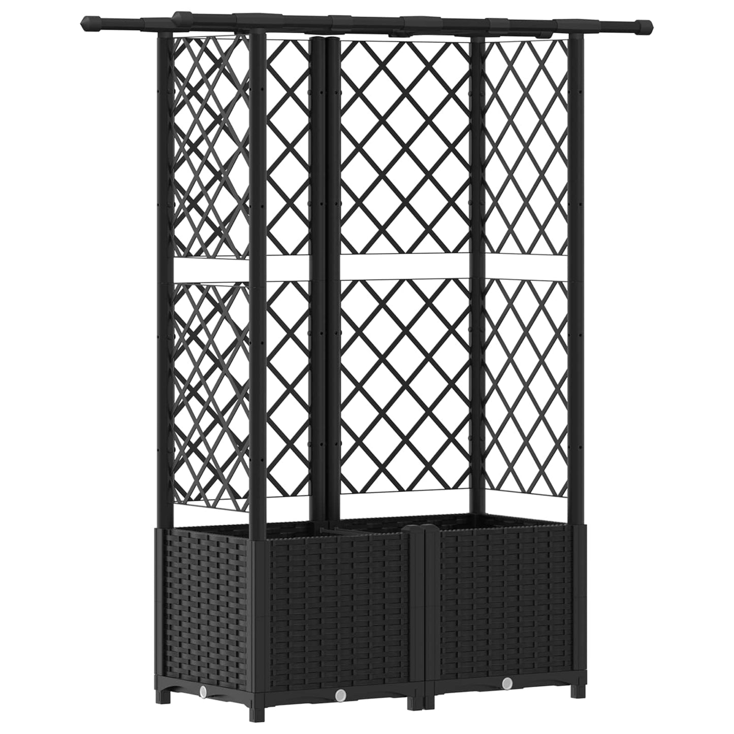 Letto Rialzato con Griglia e Tetto Nero 124,5 x 40 x 138 cm PP | homemem39