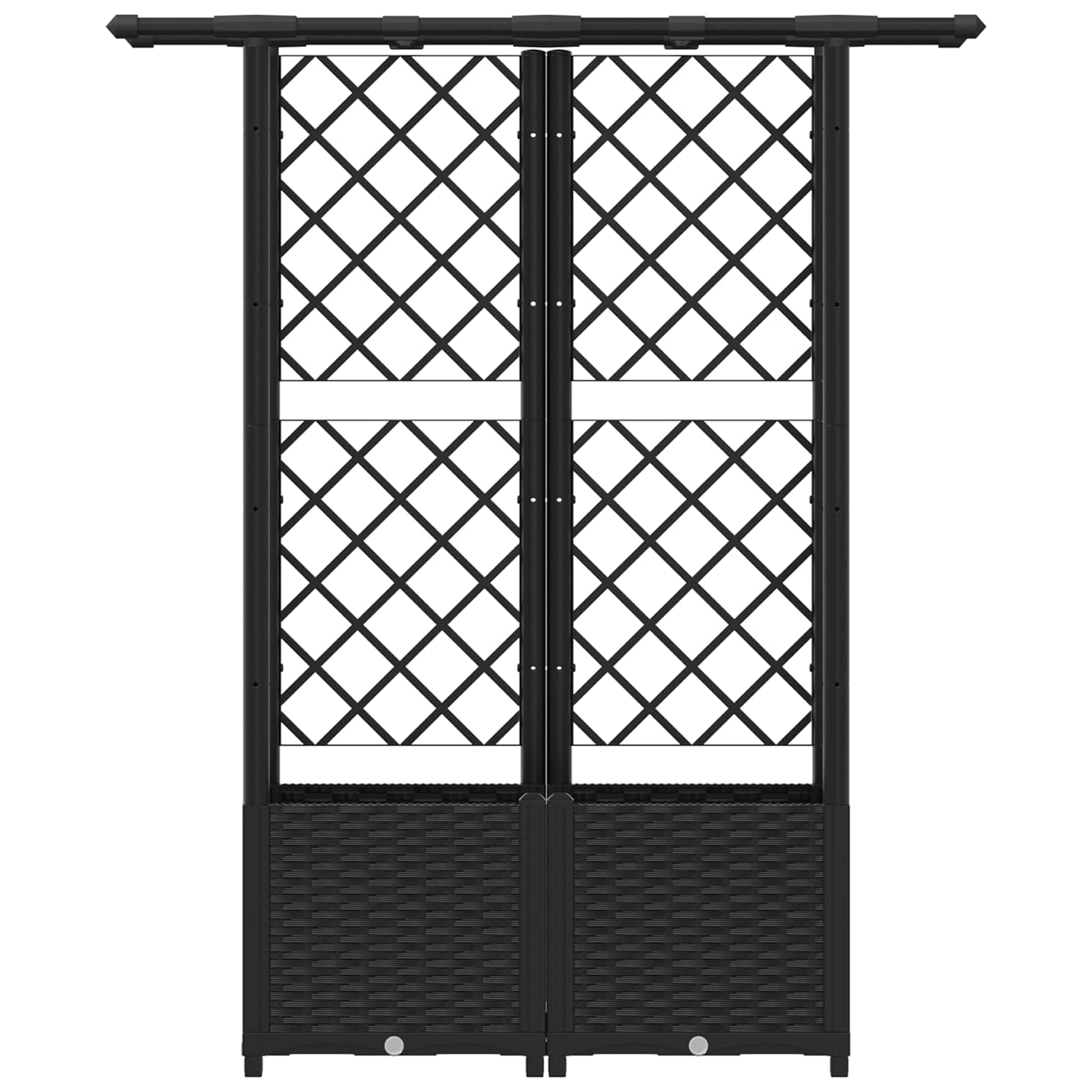 Letto Rialzato con Griglia e Tetto Nero 124,5 x 40 x 138 cm PP | homemem39
