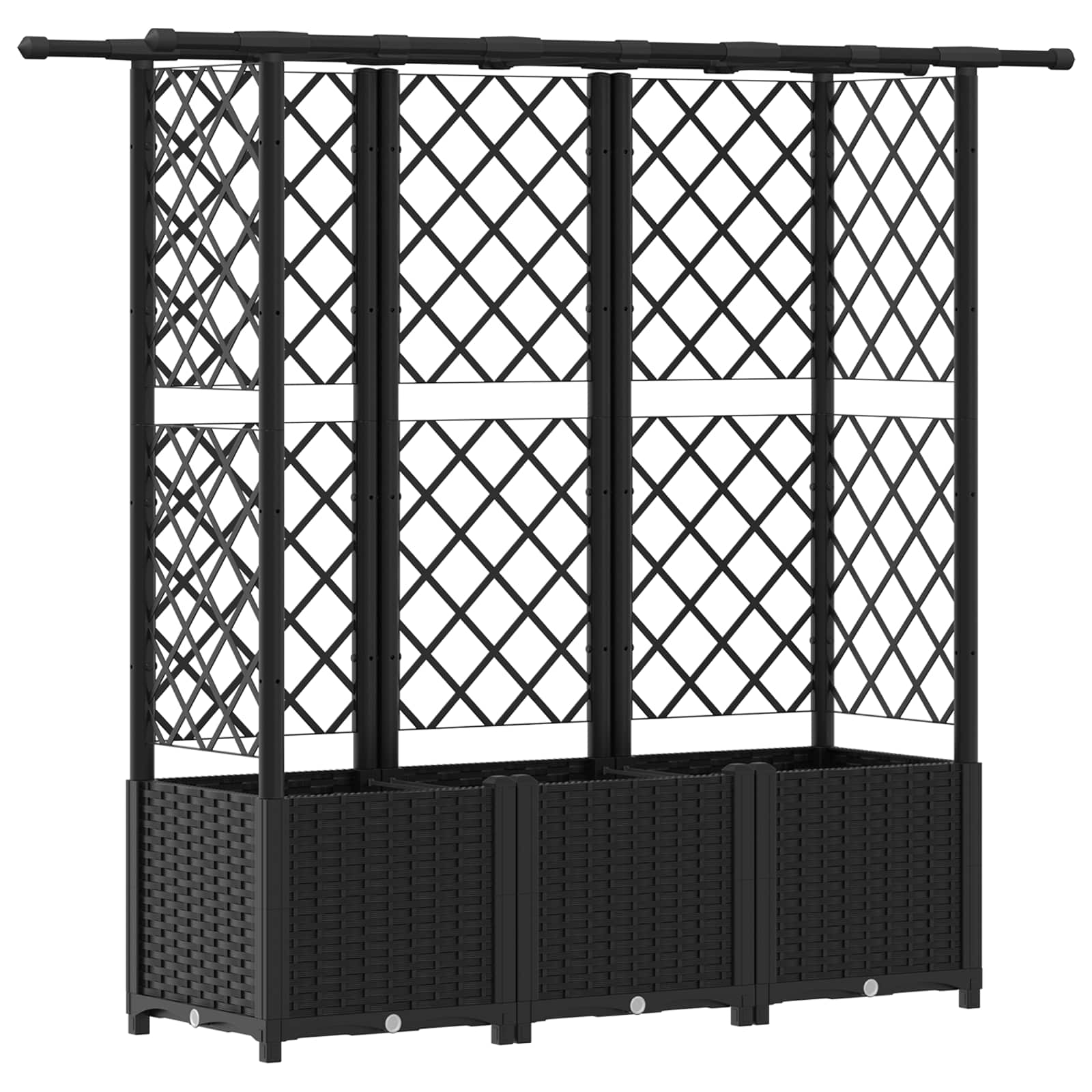 Letto Rialzato con Griglia e Tetto Nero 162,5 x 40 x 138 cm PP | homemem39