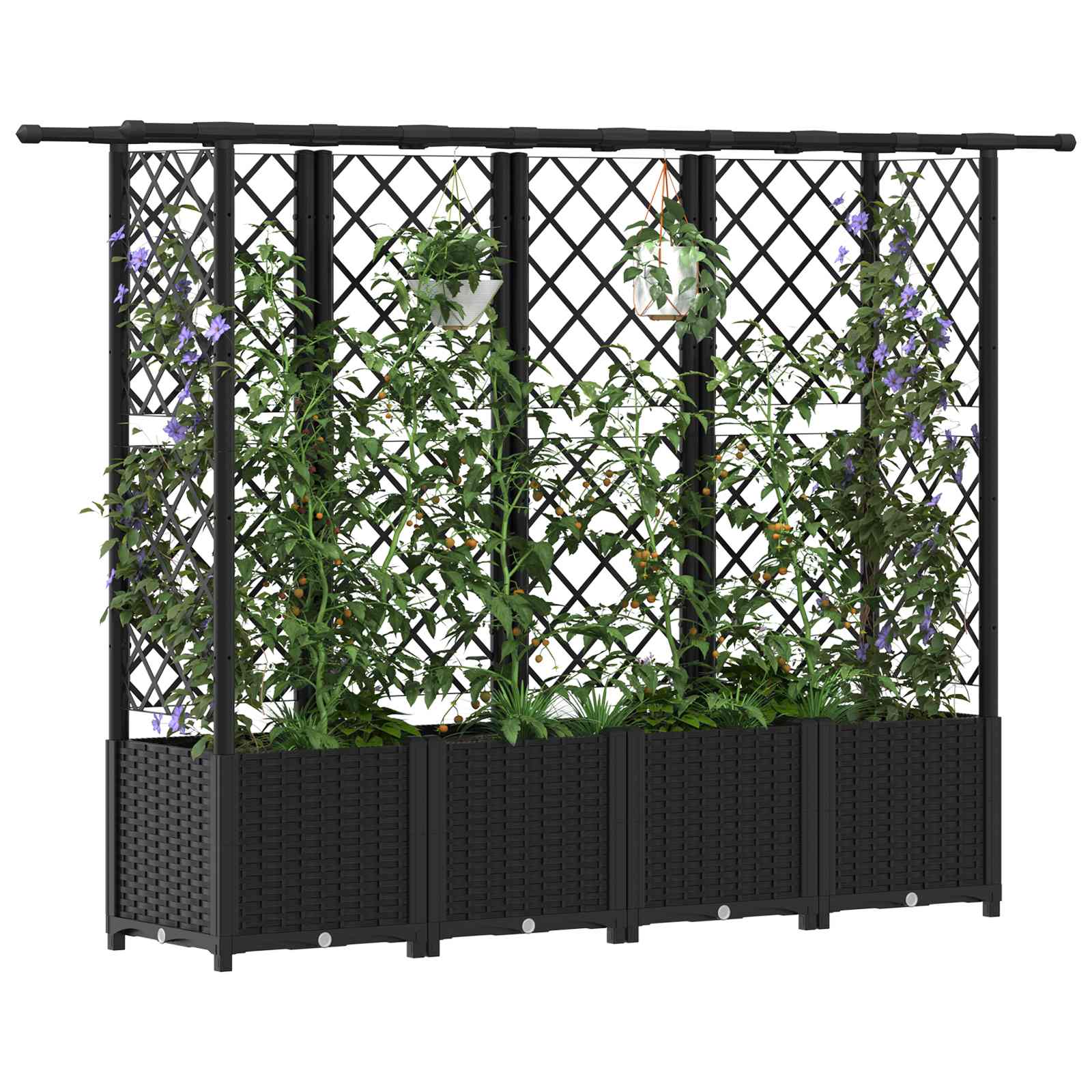 Letto Rialzato con Griglia e Tetto Nero 203 x 40 x 138 cm PP | homemem39