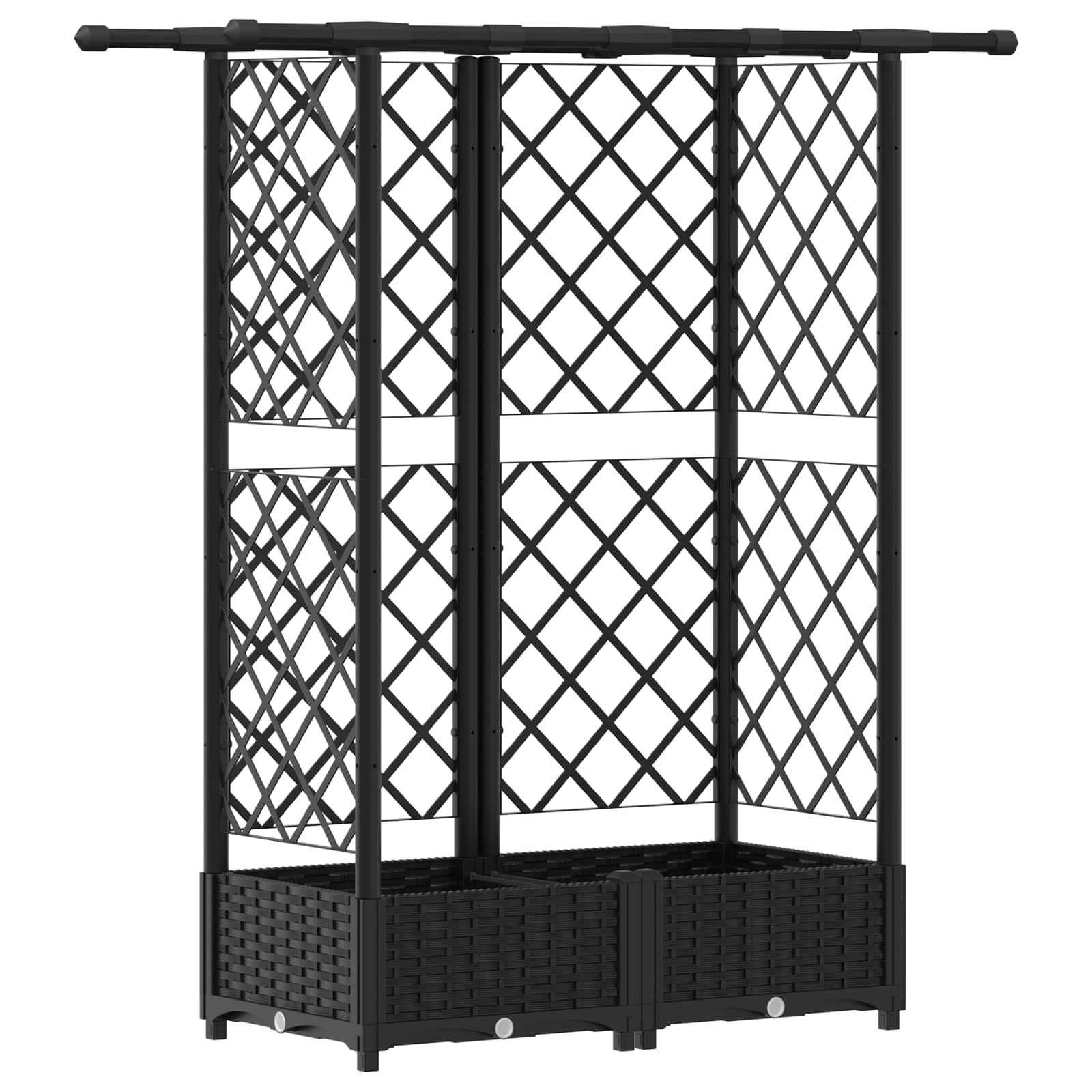Letto Rialzato con Griglia e Tetto Nero 124 x 40 x 123 cm PP | homemem39