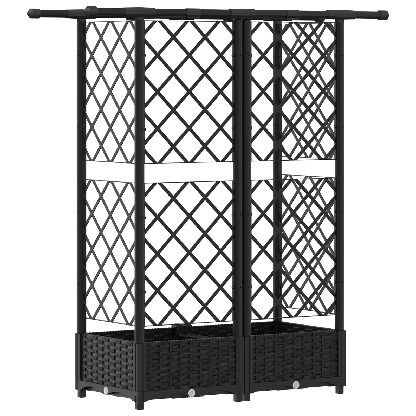 Letto Rialzato con Griglia e Tetto Nero 124 x 40 x 123 cm PP | homemem39